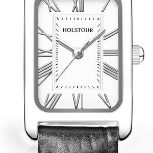 Watches for Women Fine Leather Watch Rectangular Case Roman Numeral Dial Water R